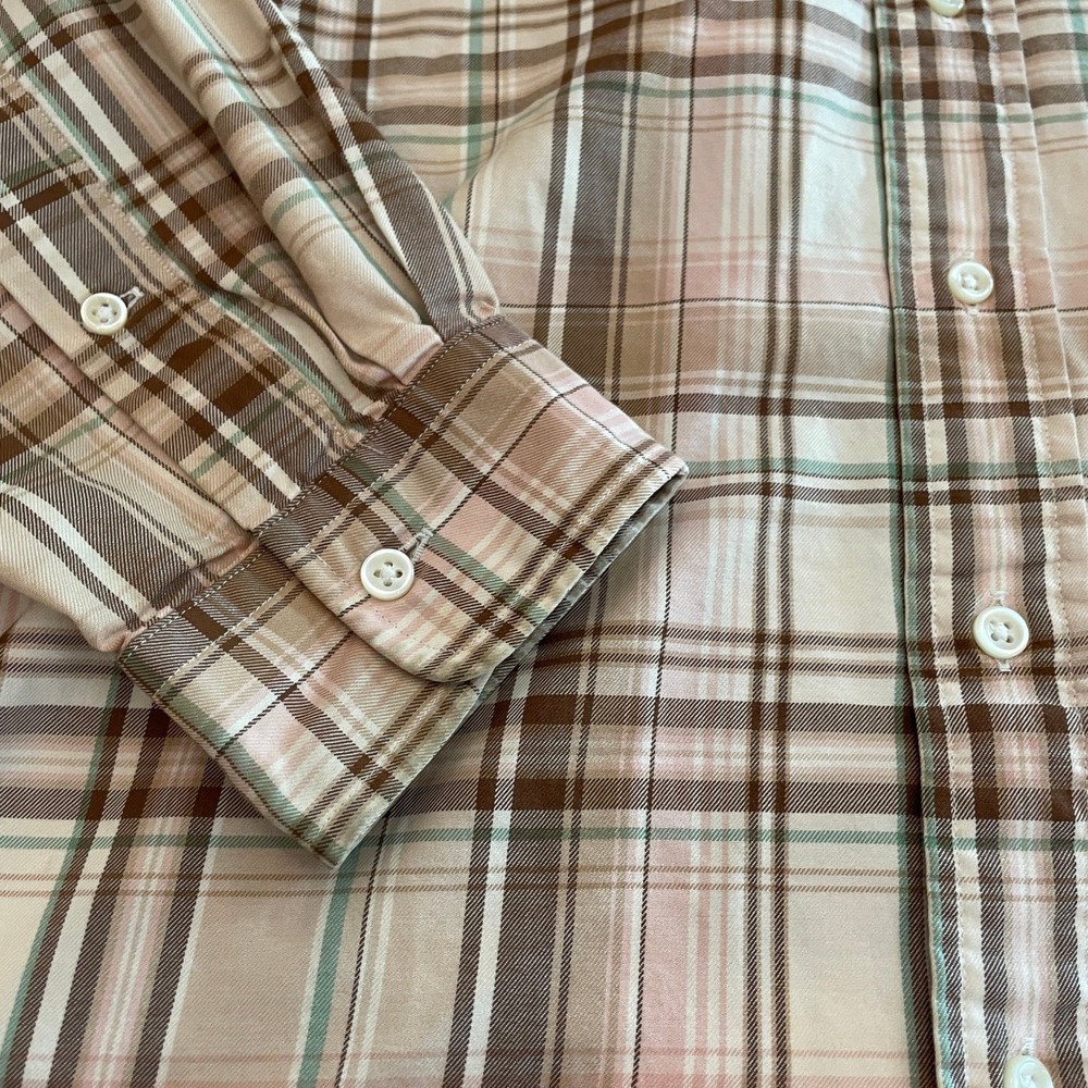 Ralph Lauren Mens Classic Fit Plaid Button Down Shirt Brown Pink Green - Picture 6 of 10